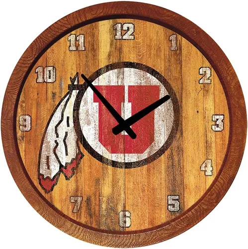 Miniatura 166 de The Fan-Brand NCAA Oklahoma Sooners: Reloj de pared con parte superior de barril de imitación para decoración de bar, decoración de fiesta