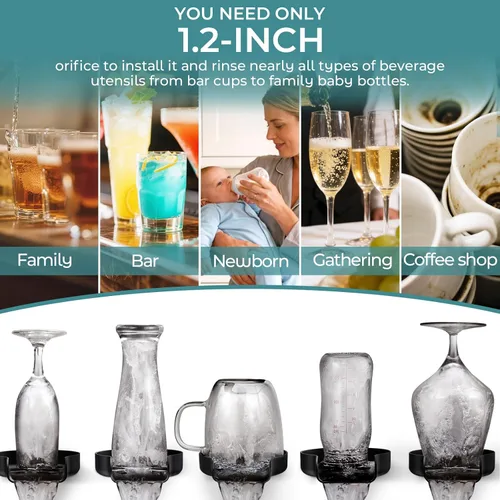Miniatura 6 de Enjuagador de vidrio de agua caliente y fría para fregadero de cocina, lavadora de vasos de alta presión de acero inoxidable, accesorio