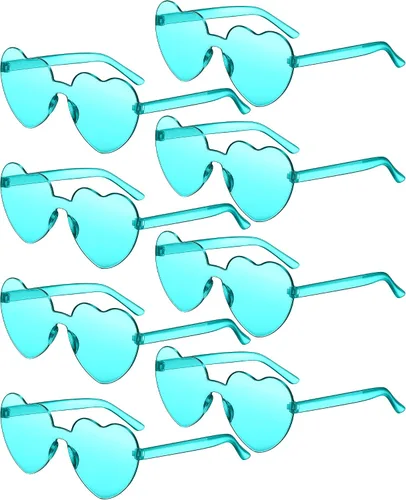 Lentes de sol sin marco, en forma de corazón, transparentes, color caramelo, para recuerdos de fiesta, 8 pares.