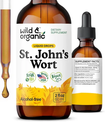 Wild & Organic St Johns Wort Tintura - Apoyo al estado de ánimo - Suplemento relajante de hierba de San Juan - Gotas de hierbas líquidas Hypericum