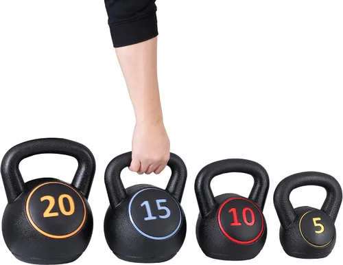 Miniatura 8 de F2C - Juego de pesas rusas de 4 piezas, juego de pesas para entrenamiento de fuerza, pesas rusas de 5 libras, 10 libras, 15 libras, 20 libras, pesas