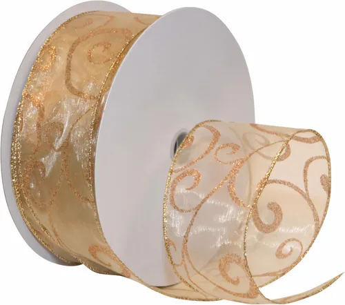 Miniatura 12 de Morex Ribbon Cintas transparentes con purpurina con espiral, cinta navideña para manualidades y decoraciones de Navidad, envoltura de regalos, 1.5