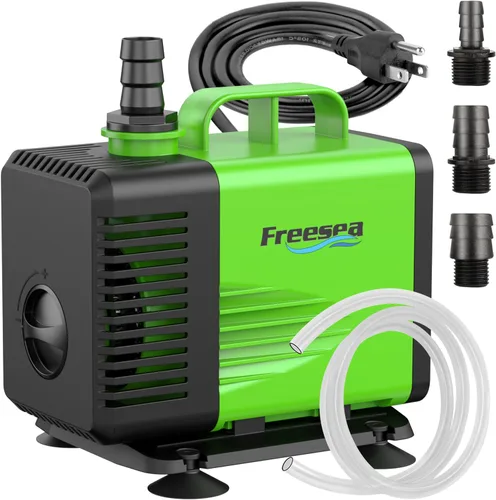 FREESEA Bomba de agua sumergible para estanque: 1350GPH 150W Bomba de fuente con tubo de 6.6 pies para acuario pecera cascada hidropoica