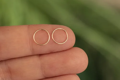 Miniatura 142 de Aretes de aro de oro de plata – Aretes de aro para mujer, dos piezas de aros de plata fina rellenos de oro, aro de hélice, anillo de tragus, aro