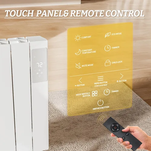 Miniatura 2 de BREEZEHEAT Calentador de panel de convección de 800 W, calentador eléctrico de bajo consumo para uso en interiores con control remoto, montaje