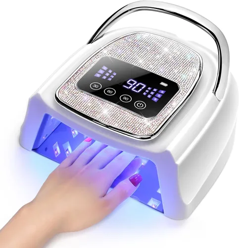 COSCELIA Lámpara de uñas U V, inalámbrica, recargable, luz UV para uñas de gel, sensor automático profesional, 3 temporizadores, secado rápido,