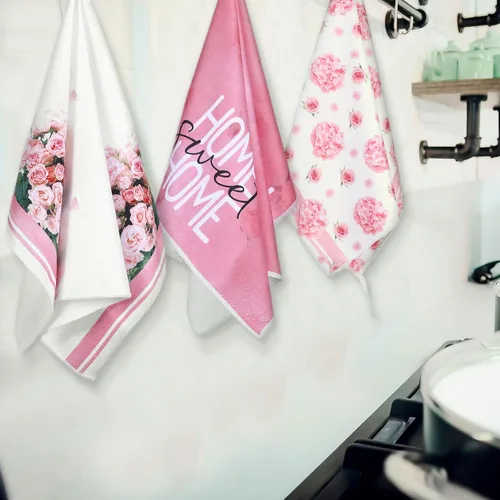 Miniatura 5 de Bencailor 6 toallas de cocina con rosas rosadas, toallas de mano color rosa, divertidas, paños de té para el baño, suministros para el hogar, 16 x