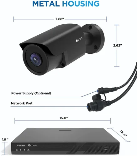 Miniatura 8 de 4COVR - Sistema de cámara de seguridad de 16 canales, detección de seres humanos/vehículos, visión nocturna, 16CH 4K NVR 4TB HDD, 12 unidades de 8