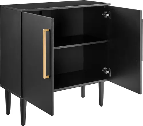 Miniatura 6 de Crosley Furniture Everett Accent - Armario de almacenamiento, soporte para tocadiscos, soporte para discos de vinilo, negro mate