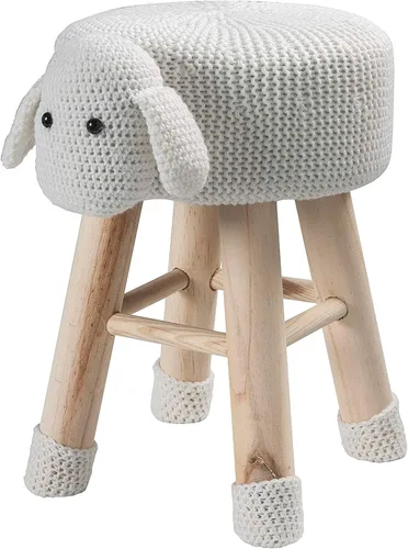 Miniatura 10 de AC Pacific Woodland - Taburete de elefante para niños, silla otomana de madera con temática de animales con tela de felpa suave, patas de madera