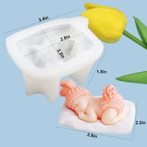 Miniatura 2 de Molde de silicona para bebé, molde de silicona para dormir, molde de fondant de silicona para baby shower, molde de caramelo de chocolate