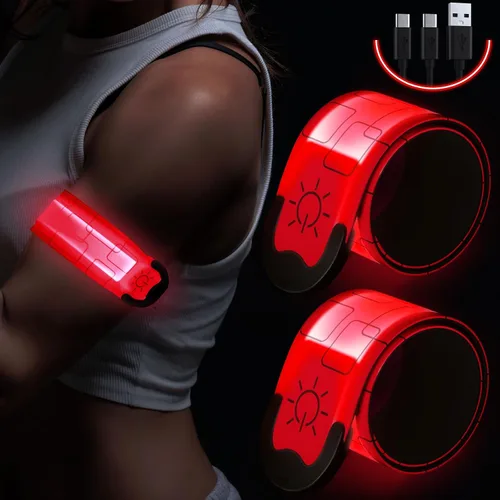Miniatura 9 de Simket Brazalete LED Recargable para Correr (Paquete de 2), Luces para Correr para Corredores, Luces para Correr, Equipo Reflectante de Alta