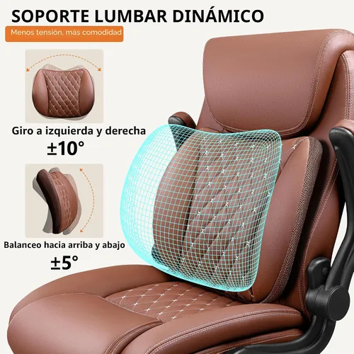 Miniatura 5 de BESTFAIR Silla de Oficina, Silla Ergonómica de Oficina con Soporte Lumbar para Alivio del Dolor de Espalda Baja, Silla Ejecutiva de Cuero con Brazos