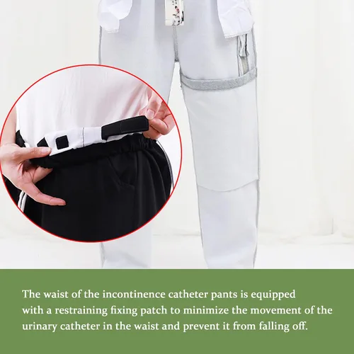 Miniatura 5 de Pantalones de catéter, pantalones con soporte para bolsa de orina para hombres y mujeres, pantalones de cuidado de la incontinencia de doble