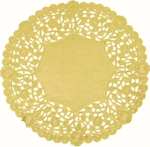 Doilies decorativos de encaje de papel de 8.0 in, de color dorado, resistentes, fabricados en Canadá, 8"