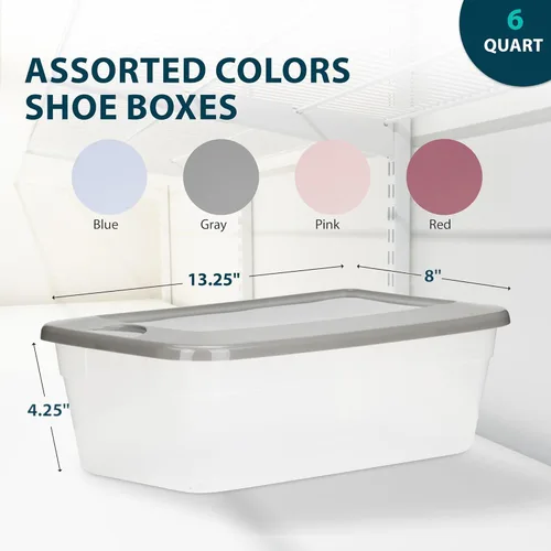 Miniatura 2 de DecorRack 9 contenedores de almacenamiento de plástico transparente, cajas de zapatos de 6 cuartos de galón, apilables, caja de almacenamiento