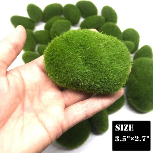 Miniatura 3 de Woohome 30 piezas de 3 tamaños de rocas artificiales de musgo decorativo, bolas de musgo verde, decoración de musgo falso para arreglos florales, 30