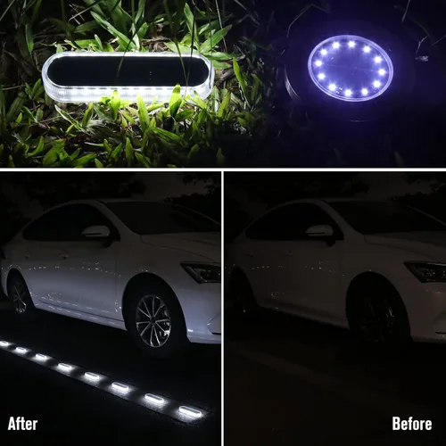 Miniatura 2 de Honalia Luces solares para entrada, paquete de 6 luces solares impermeables IP68 para exteriores, luces blancas adhesivas para pasos, escaleras