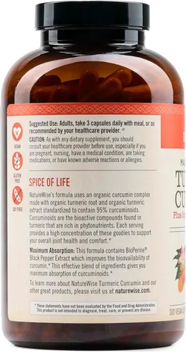 Miniatura 9 de NatureWise Curcumina cúrcuma 2250 mg – 95% curcuminoides y extracto de pimienta negra BioPerine para una absorción avanzada – Apoyo diario