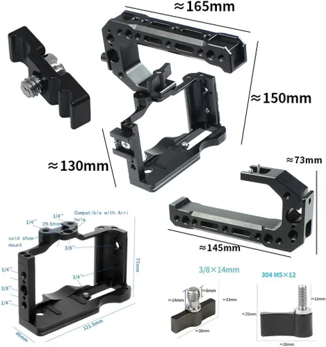 Miniatura 2 de ZV1 - Kit de jaula para cámara compatible con soporte de extensión estabilizador Sony ZV1 Video DSLR (jaula con mango + clip)