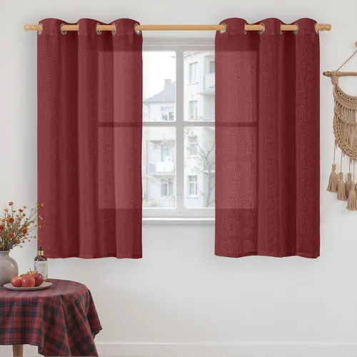 Miniatura 26 de LAMIT Cortinas de lino sintético para dormitorio, paneles filtrantes de luz, cortinas de lino con protección de privacidad con ojales para ventanas
