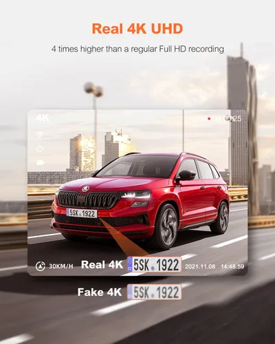 Miniatura 2 de Cámara de tablero 4K real frontal y trasera, Wi-Fi GPS de 5.8 GHz, cámara dual HDR con sensor de nivel superior, pantalla IPS de 3.3 pulgadas
