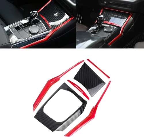 Miniatura 9 de x xotic tech Cubierta del panel de cambio de engranajes de la consola central interior, patrón de fibra de carbono, compatible con BMW Serie 3 G20
