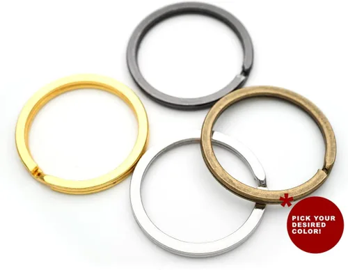 Miniatura 4 de CRAFTMEMORE PTK1 - 20 llaveros de metal planos divididos para llaves de automóvil, accesorios de artesanía en cuero DIY PTK1