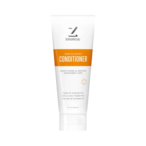 Zealios Acondicionador Swim & Sport de 8 onzas – Acondicionador para el cabello sin sulfato, tratamiento capilar para nadadores y atletas,