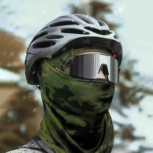 Miniatura 7 de Máscara facial de camuflaje militar, bandana, pasamontañas, capucha para hombres y mujeres, entrenamiento táctico, ciclismo, esquí, resistente al