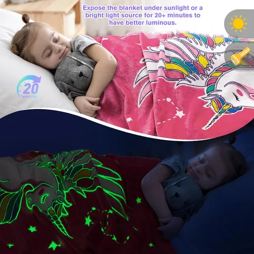 Miniatura 4 de Regalos de juguetes de unicornio para niñas y niños – Manta de unicornios que brilla en la oscuridad, el mejor regalo de cumpleaños, Navidad, San
