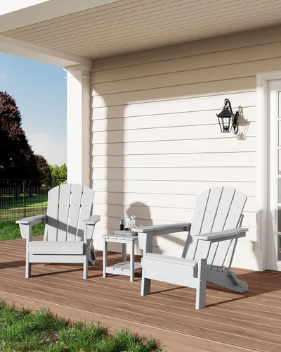 Miniatura 7 de GarveeLife Sillas Plegables Adirondack, Sillas de Patio Exterior de HDPE Resistentes a Todos los Climas con Textura de Madera para Fogata, Terraza