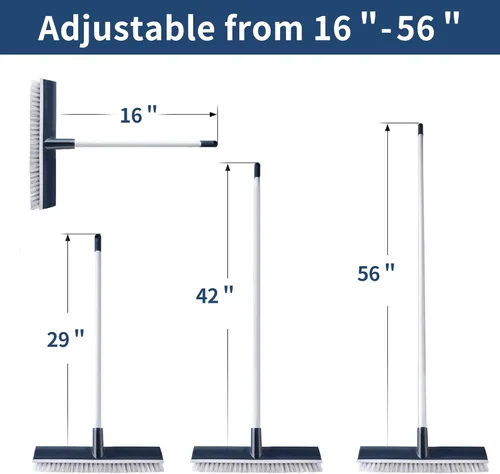 Miniatura 7 de BOOMJOY Cepillo de limpieza de suelo con mango largo de 57 pulgadas, cabeza de 12 pulgadas de ancho, raspador y cepillo 2 en 1, cerdas rígidas