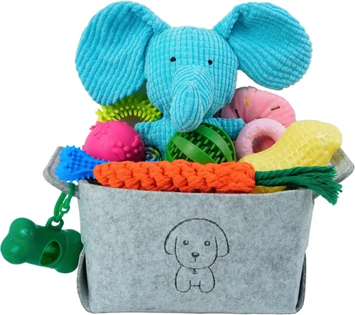 Miniatura 9 de MRSOHRET 20 Piezas Juguetes Masticables para Cachorros en Dentición, Juguetes Masticables para Perros con Juguete de Cuerda, Cepillo de Dientes