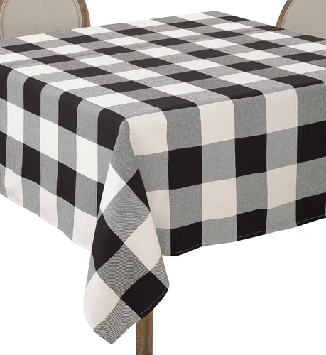 Miniatura 5 de SARO LIFESTYLE Mantel de cuadros de búfalo, negro, 70"x70