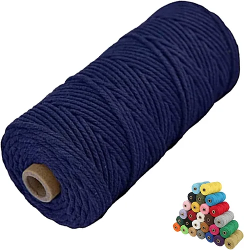 Miniatura 65 de Cordón de algodón para macramé, hilo torcido de 4 capas, cuerda de algodón natural, suministros perfectos de macramé, para hacer soportes colgantes
