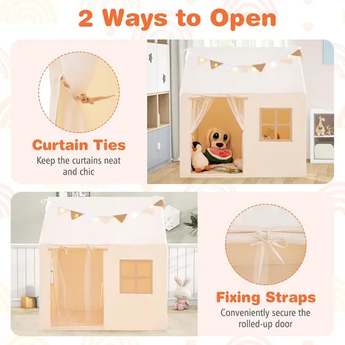 Miniatura 3 de Costzon Tienda de campaña para niños con alfombrilla acolchada, castillo para niños pequeños con cuerda ligera, tela que brilla en la oscuridad