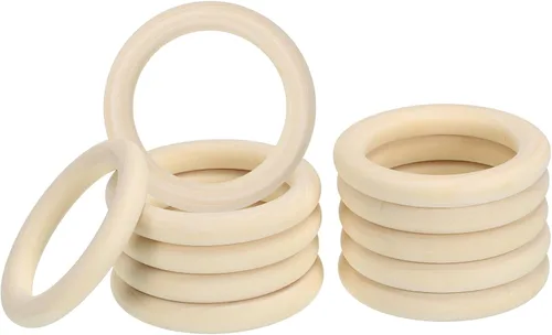 Miniatura 9 de PATIKIL Anillos de madera natural de 1.4 pulgadas de 1.378 in, 30 piezas de 0.236 in de grosor, anillo de madera sin terminar, círculo de lazo