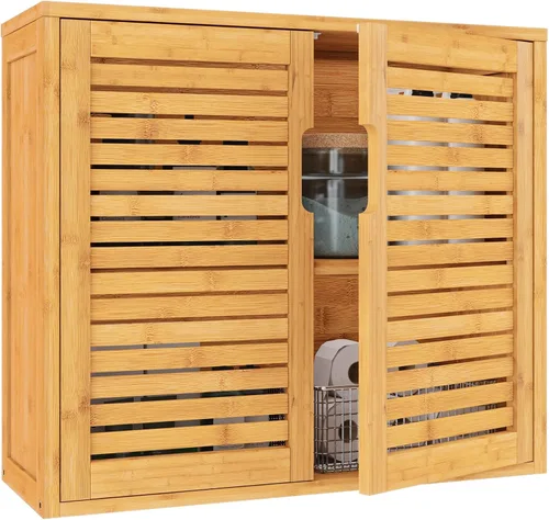 Miniatura 8 de VIAGDO Armario de pared para baño, armario de almacenamiento montado en la pared con estantes ajustables en el interior, gabinete de medicina