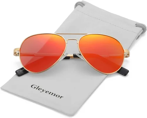 Miniatura 36 de Gleyemor Lentes de sol polarizados estilo aviador para niños y niñas, jóvenes, adolescentes, dos tamaños de 1.969 in y 2.047 in