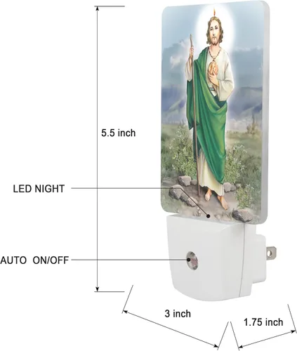 Miniatura 3 de Saints Collection - Luz nocturna LED con enchufe único St. Jude con sensor automático del atardecer al amanecer, luz nocturna devocional