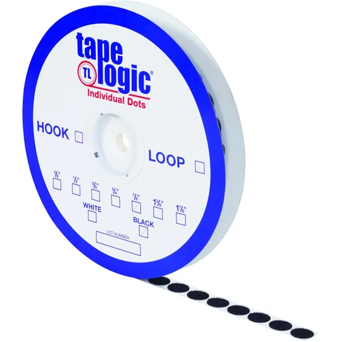 Tape Logic 3/4 pulgadas de diámetro, puntos traseros adhesivos, gancho, negro, para aula, hogar y oficina, lazo se vende por separado (1 rollo)