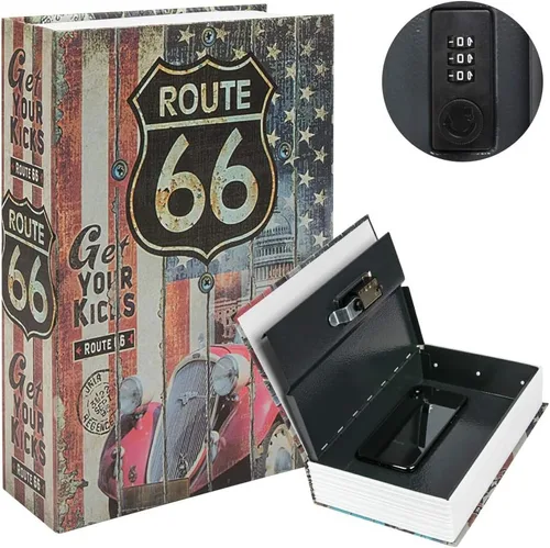 KYODOLED - Caja fuerte con forma de libro, con cerradura de combinación, caja portátil de seguridad secreta, para ocultar dinero, metálica, de