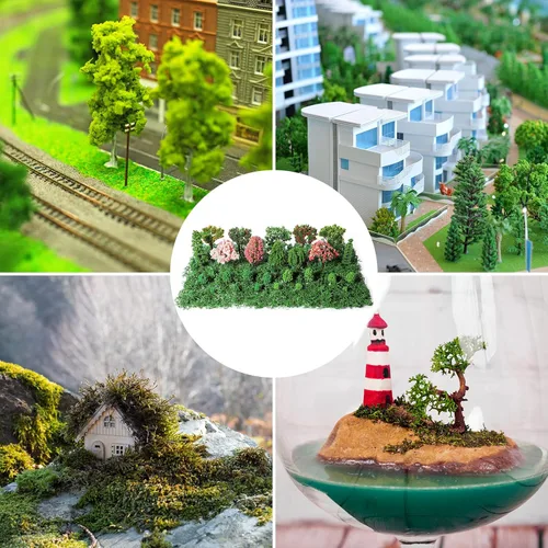 Miniatura 3 de Canlierr 28 árboles modelo diminutos con musgo verde sintético de 1.41 onzas, 0.79-3.15 pulgadas, árboles de diorama de hierba, mini árboles falsos