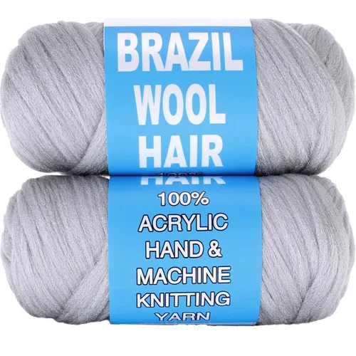 Miniatura 30 de 8 piezas de lana brasileña para trenzas, negro natural, cabello de lana brasileña para trenzar para mujeres, hilo para cabello para locs falsos