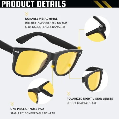 Miniatura 13 de FEIDUSUN Lentes de sol polarizados para hombre y mujer, lentes de sol retro negros para conducir, pescar, protección UV