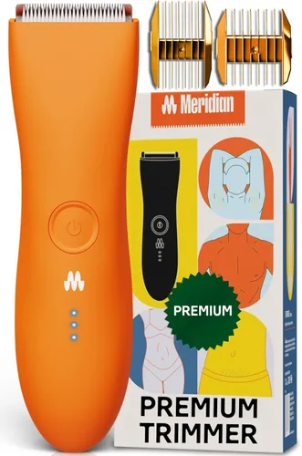 MERIDIAN The Trimmer Premium - Recortadora de vello corporal y afeitadora eléctrica para hombres y mujeres para vello púbico, pecho, piernas y línea