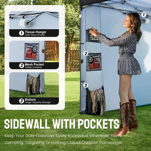 Miniatura 4 de CROWN SHADES Tienda de campaña con toldo, refugio portátil de 10 x 10 pies para exteriores con pared lateral de bolsillo, bloqueo central de empuje