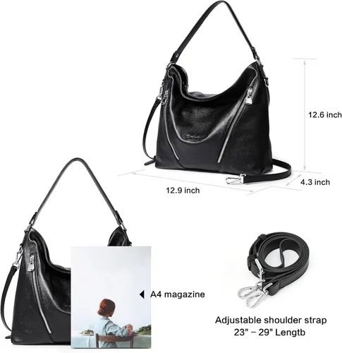 Miniatura 5 de BOSTANTEN Bolso de cuero para mujer, diseño de bolsos de hombro, Hobo