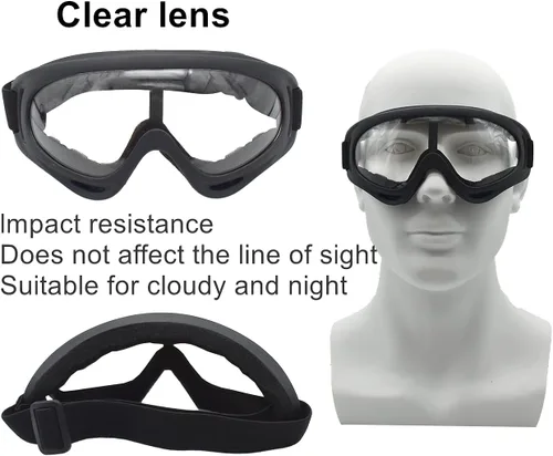 Miniatura 5 de LJDJ Gafas de motocicleta – Juego de 2 gafas – Dirt Bike ATV Motocross anti-UV ajustable para montar fuera de carretera protección combate táctico